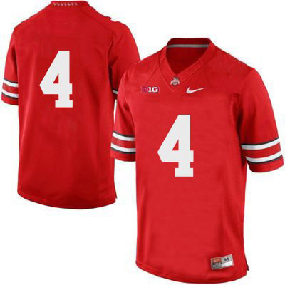 Ohio State Buckeyes Men's Only Number #4 Red Authentic Nike College NCAA Stitched Football Jersey RC19U67QJ